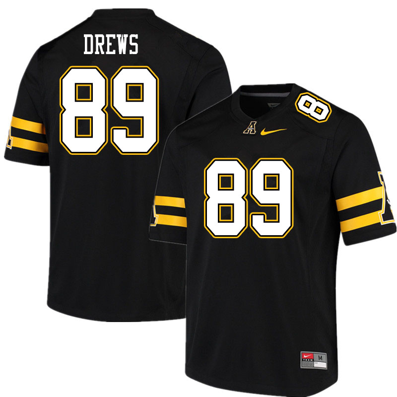 Men #89 August Drews Appalachian State Mountaineers College Football Jerseys Sale-Black